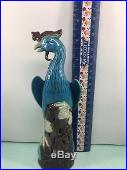 Vintage Chinese export turquoise blue glazed porcelain phoenix peacock bird