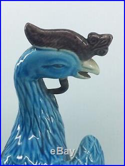 Vintage Chinese export turquoise blue glazed porcelain phoenix peacock bird