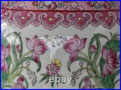 Vintage Chinoiserie Porcelain Table Lamp Hand Painted Hong Kong Floral Bird 32