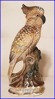 Vintage Cockatoo Bird Figurine Statue Ceramic Porcelain Parrot Tropical