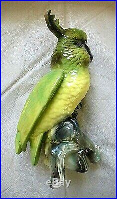 Vintage Cockatoo Bird Figurine Statue Ceramic Porcelain Parrot Tropical