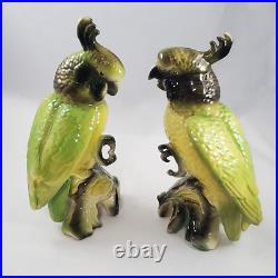 Vintage Cockatoo Parrot Birds Porcelain California On Corn MID Century Figurines