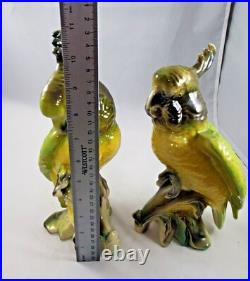 Vintage Cockatoo Parrot Birds Porcelain California On Corn MID Century Figurines