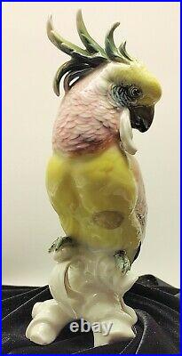 Vintage Cockatoo Pink Parrot Porcelain Figurine Karl Ens Germany 1919-1945