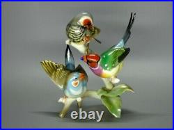 Vintage Colorful 3 Amadines Birds Porcelain Figurine Hutschenreuther Art Decor