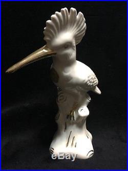 Vintage ERPHILA Woodpecker Bird Statue CZECHO-SLOVAKIA Gold Paint EXCELLENT