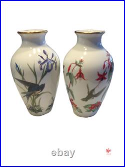 Vintage Franklin Porcelain Bird Vases By Artist Basil Ede Lot of 2