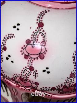 Vintage French Faince Porcelain Ceramic Birdcage Ceiling Hanging With Bird