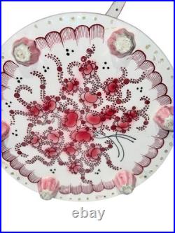 Vintage French Faince Porcelain Ceramic Birdcage Ceiling Hanging With Bird