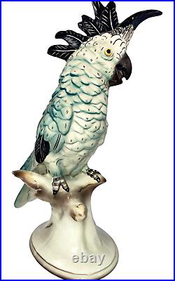 Vintage GOLDSCHEIDER 1940/50's Colorful 14 Blue Macaw Parrot Porcelain, AS IS