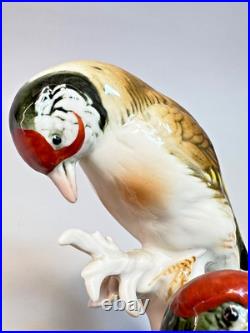 Vintage German Karl Ens Porcelain Figurine Group Goldfinch Birds Perched Branch