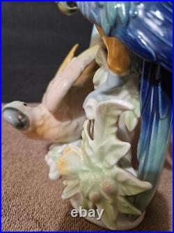 Vintage German Porcelain Apel Porzellan Colorful Double Parrot Figurine 7 5/8