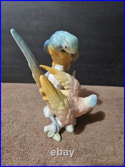Vintage German Porcelain Apel Porzellan Colorful Double Parrot Figurine 7 5/8