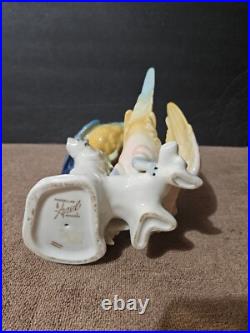 Vintage German Porcelain Apel Porzellan Colorful Double Parrot Figurine 7 5/8