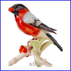 Vintage Goebel Frobek Bullfinch Porcelain Bird Figurine with Berries