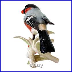 Vintage Goebel Frobek Bullfinch Porcelain Bird Figurine with Berries
