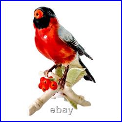 Vintage Goebel Frobek Bullfinch Porcelain Bird Figurine with Berries
