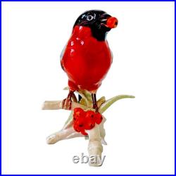 Vintage Goebel Frobek Bullfinch Porcelain Bird Figurine with Berries