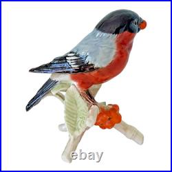 Vintage Goebel Frobek Bullfinch Porcelain Bird Figurine with Berries