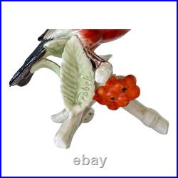 Vintage Goebel Frobek Bullfinch Porcelain Bird Figurine with Berries