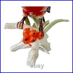Vintage Goebel Frobek Bullfinch Porcelain Bird Figurine with Berries