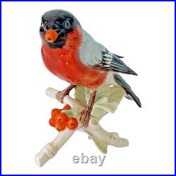 Vintage Goebel Frobek Bullfinch Porcelain Bird Figurine with Berries