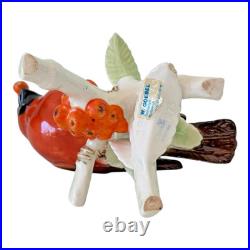 Vintage Goebel Frobek Bullfinch Porcelain Bird Figurine with Berries