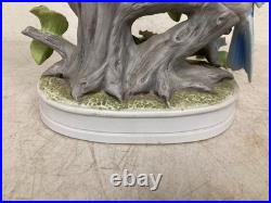 Vintage Hand Painted Floral & Parakeet Bird Sculpture with Wood Base