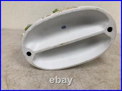 Vintage Hand Painted Floral & Parakeet Bird Sculpture with Wood Base