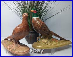 Vintage Hand Painted Porcelain Pheasants From Edgerton Pottery