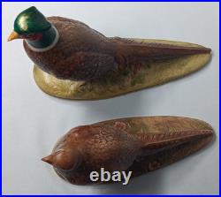 Vintage Hand Painted Porcelain Pheasants From Edgerton Pottery