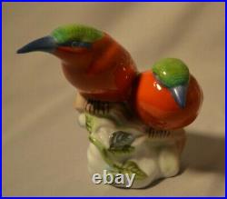 Vintage Herend Hungarian Porcelain Figurine Pair of Birds Orange, green