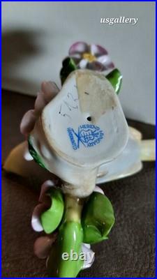 Vintage Herend Porcelain Bird Figurine Sitting Amid Cherrytree Blossoms