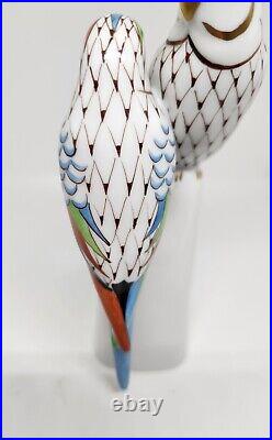 Vintage Hollohaza Hungarian Porcelain Parrotts Birds Hand Painted With Stand
