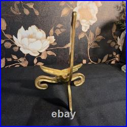 Vintage Hua Rong Tang Zhi Hand Painted Porcelain 10.5 Bird Plate with Brass Stand