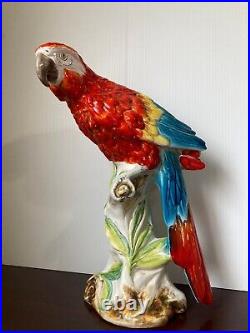 Vintage Italian Majolica Macaw (Parrot) Sculpture, 1950-1970's Era, Art Deco