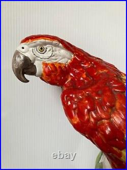Vintage Italian Majolica Macaw (Parrot) Sculpture, 1950-1970's Era, Art Deco