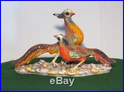 Vintage Italian Pheasants Ceramic Figurine Lrg Bird Statue Mid Century Italy 2ft