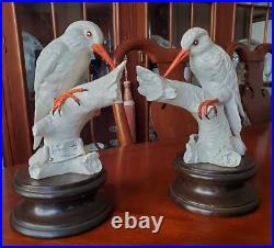 Vintage Italian Porcelain Bird Figurines SIGNED Italy with Crown Mark (lot of 2)