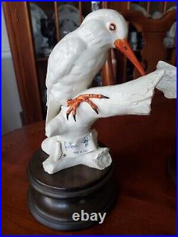 Vintage Italian Porcelain Bird Figurines SIGNED Italy with Crown Mark (lot of 2)