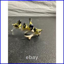 Vintage JR Germany Porcelain Four Birds on Branch Figurine Yellow Songbirds