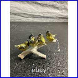 Vintage JR Germany Porcelain Four Birds on Branch Figurine Yellow Songbirds