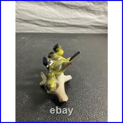 Vintage JR Germany Porcelain Four Birds on Branch Figurine Yellow Songbirds