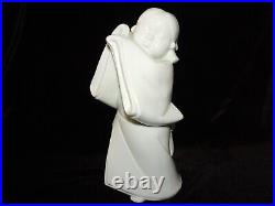 Vintage Japanese Boy with Bird & Girl Statue White Porcelain Figure 9.5