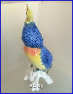 Vintage Karl ENS Porcelain Parrot Figurine Bird Statue Mint