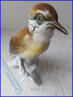 Vintage Karl End Glazed Porcelain Figurine Thuringia Bird Statue 5 GERMANY