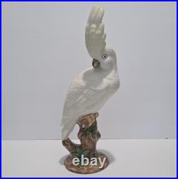 Vintage Large 16.5 Ceramic Cockatoo Statue Palm Beach Chic Hollywood Regency