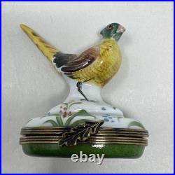 Vintage Limoges France Pheasant Trinket Box Chamart Bird Cottagecore
