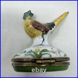 Vintage Limoges France Pheasant Trinket Box Chamart Bird Cottagecore