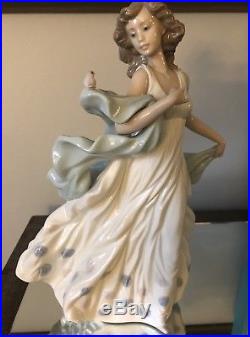 Vintage Lladro Porcelain Statue Figurine Summer Serenade 6190 Girl Bird Windy
